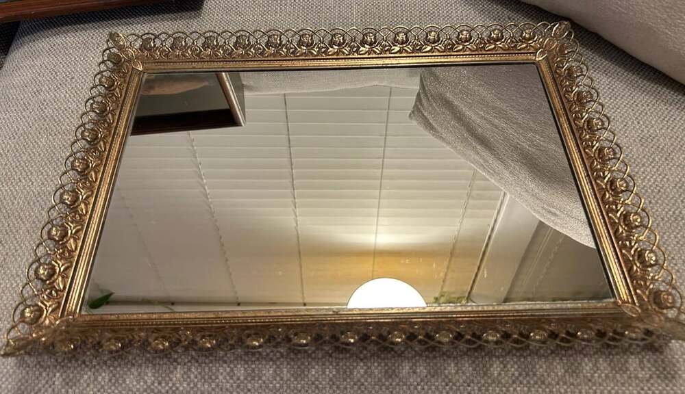 Vintage Gold Filigree Mirror